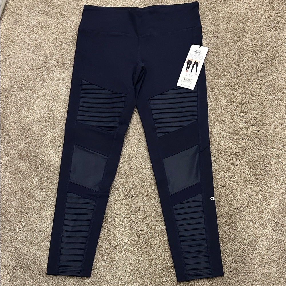 ALO Yoga Rich Navy Moto Leggings
